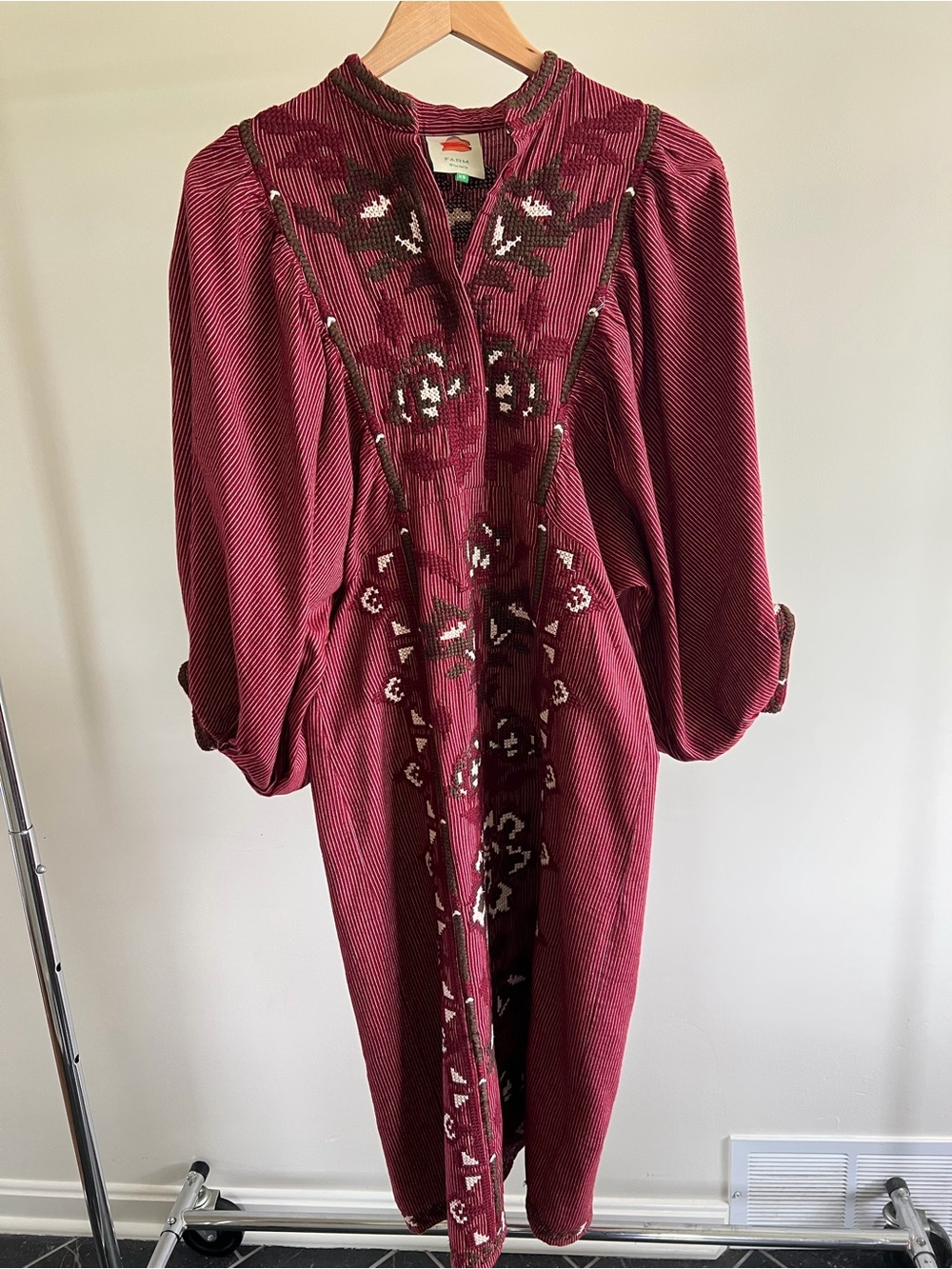 Farm Rio Embroidered Merlot Women’s Dress with Belt